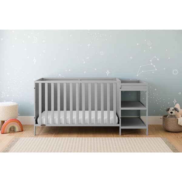 Theo Pebble Gray 5-in-1 Convertible Crib and Changer
