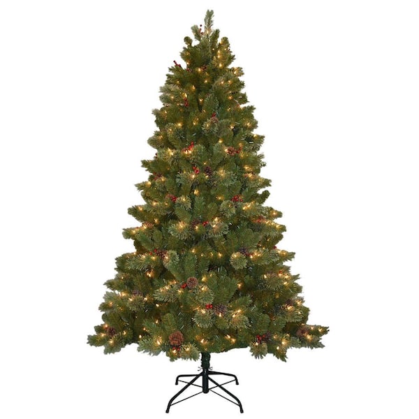 National Tree Company 7.5 ft. Cashmere Cone and Berry Decorated Artificial Christmas Tree with 550 Clear Lights
