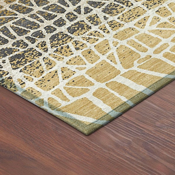 Chantille Machine Washable Indoor/Outdoor Abstract ACN2404 Gold 3 ft. x 4 ft. Area Rug