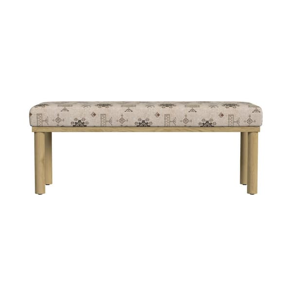 Homepop Oslo Cream Global Pattern 47.5 in. Bedroom Bench Backless