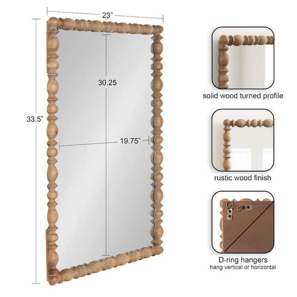 Prindle Rustic Brown 23 in. W x 34 in. H Traditional Rectangle Wood Framed Mirror