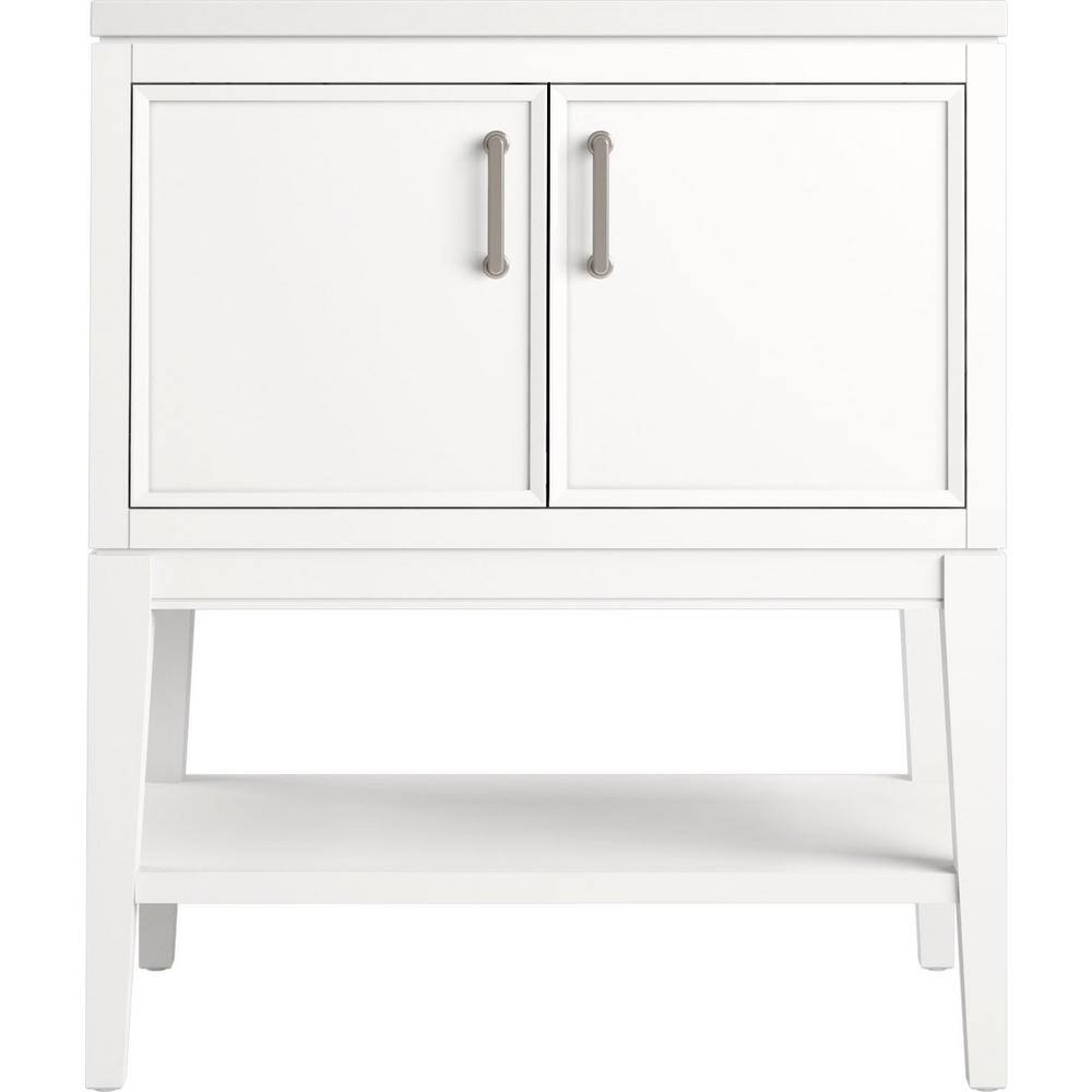 Winnow 30" White MDF Freestanding Single Bathroom Vanity with Quartz Top