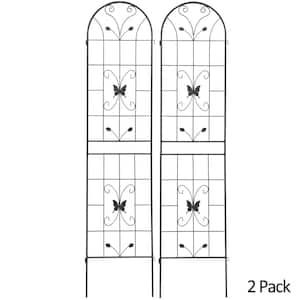 2-Pack 86.7 in. x 19.7 in. Metal Garden Trellis Outdoor Rustproof Flower Support for Climbing Plants, Cream White