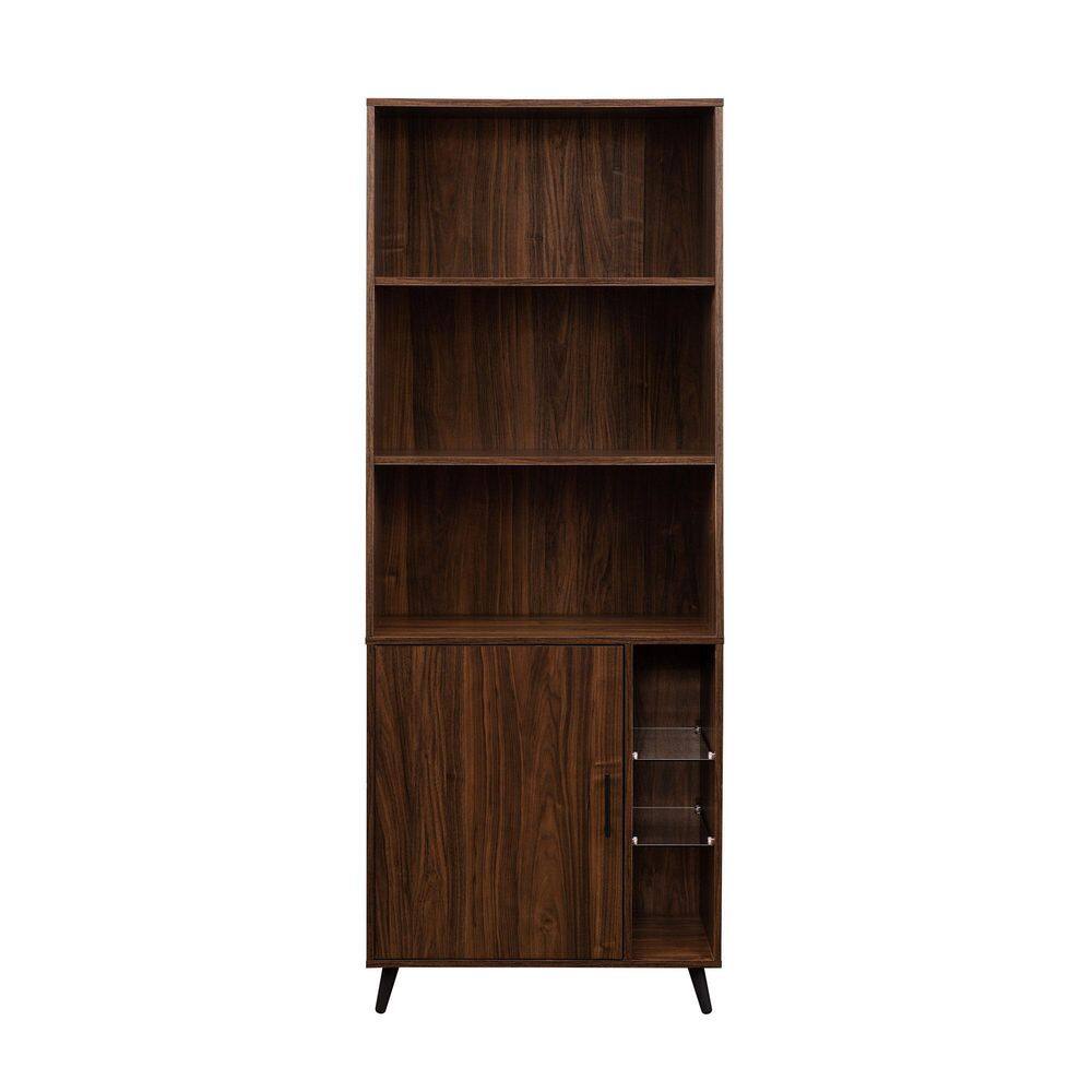 Welwick Designs 72 in. Dark Walnut Wooden 5Shelf Modern Standard