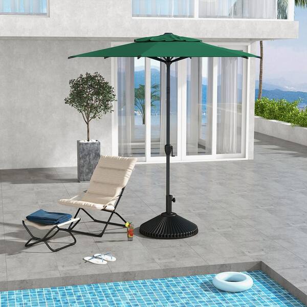 10 ft navy blue patio umbrella Mondawe 10 ft. x 10 ft. Double Top Cantilever Patio Umbrella in Navy Blue  with LED Lights, Corner Hooks and Steel Rolling Base MO-ODBS1010LNV