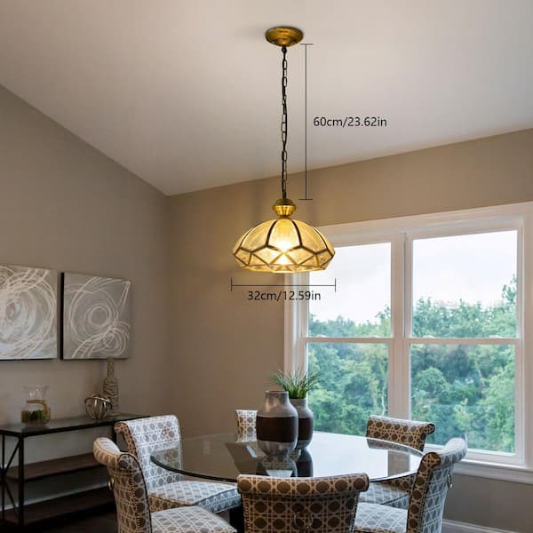 OUKANING 1-Light Gold Modern Shaded Pendant Light with Clear Glass