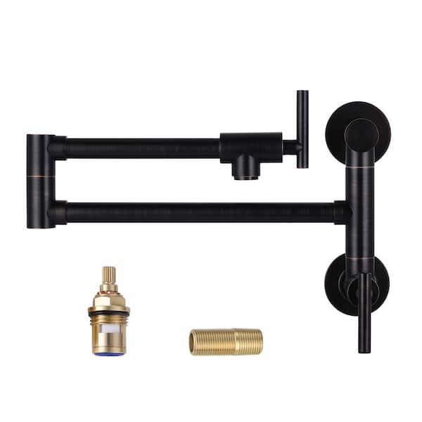 AVITAS Wall Mounted Pot Filler with Dual-Handle in Oil Rubbed Bronze