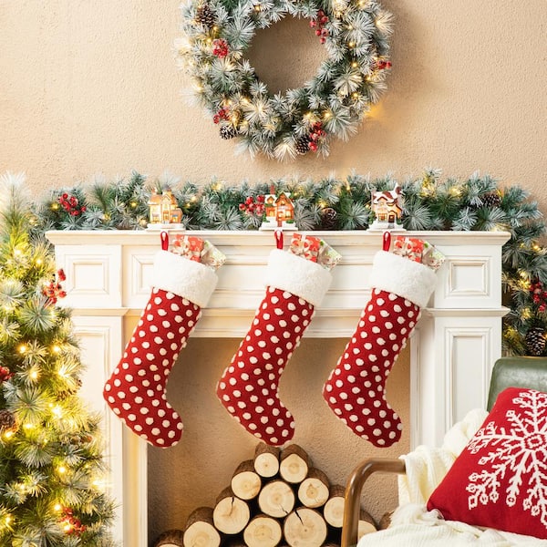 6 in. H Lighted Resin House Stocking Holder (Set of 3)