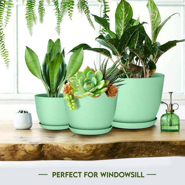 ★TOUT Y EST★ Flowerpot Mini Backlight Gray LE245609FLG ITOPFOX Minimalist 7.1 in. L x 5.7 in. W x 5.9 in. H Mint