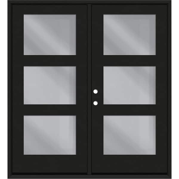 Regency 72 in. x 80 in. Modern 3L Equal Clear Glass Onyx RHIS Stained Fiberglass Retro Patio Door w/6"Jamb