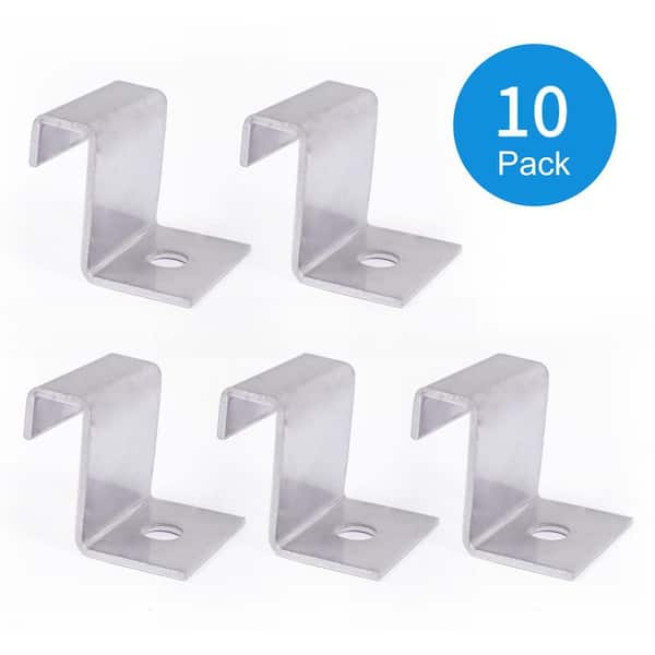 Wellco Stainless Steel L-Clamp, Composite Grating Clip, Connector, for 1 in. Height Grating, 10-Pack, Deck Tile, Gray