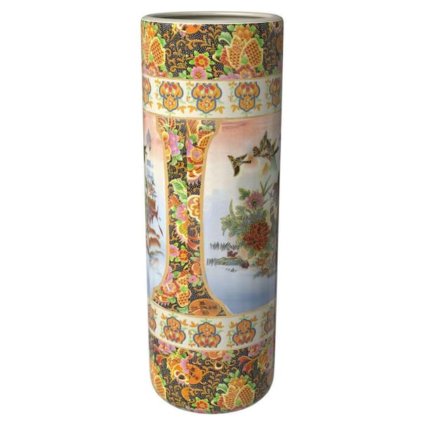 Red Lantern Oriental Furniture 24 in. Rose Medallion Satsuma