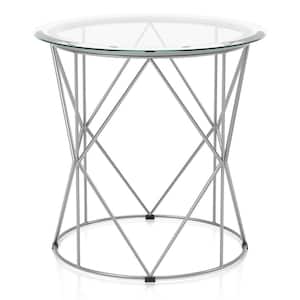 Sunnet 24 in. Chrome Round Glass Top End Table