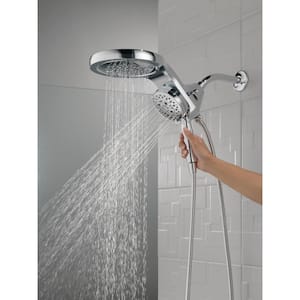 HydroRain 5-Spray Patterns 1.75 GPM 6 in. Wall Mount Dual Shower Heads in Chrome