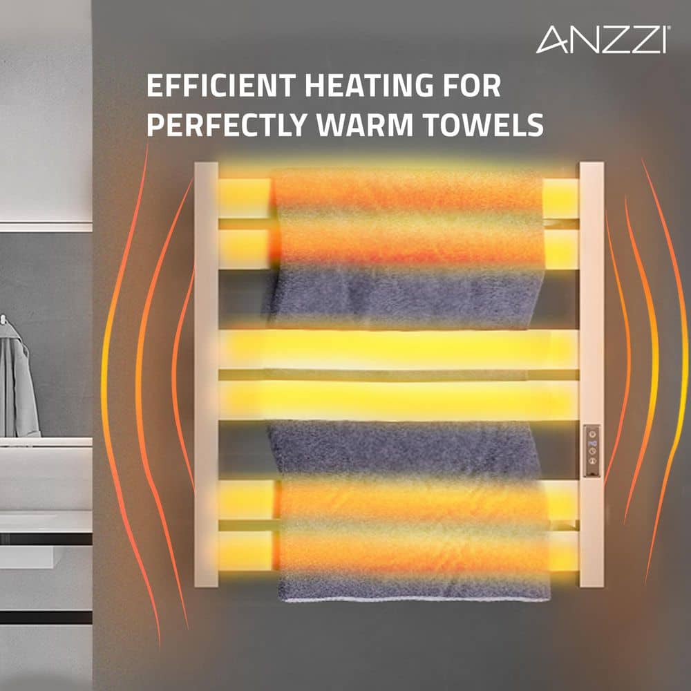 Brushed Nickel Wall Mounted 6-Bar Electric Towel Warmer