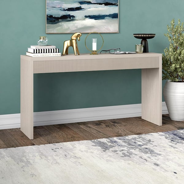 Meyer&Cross Lawrence 55 in. Alder White Rectangle MDF Top Console Table