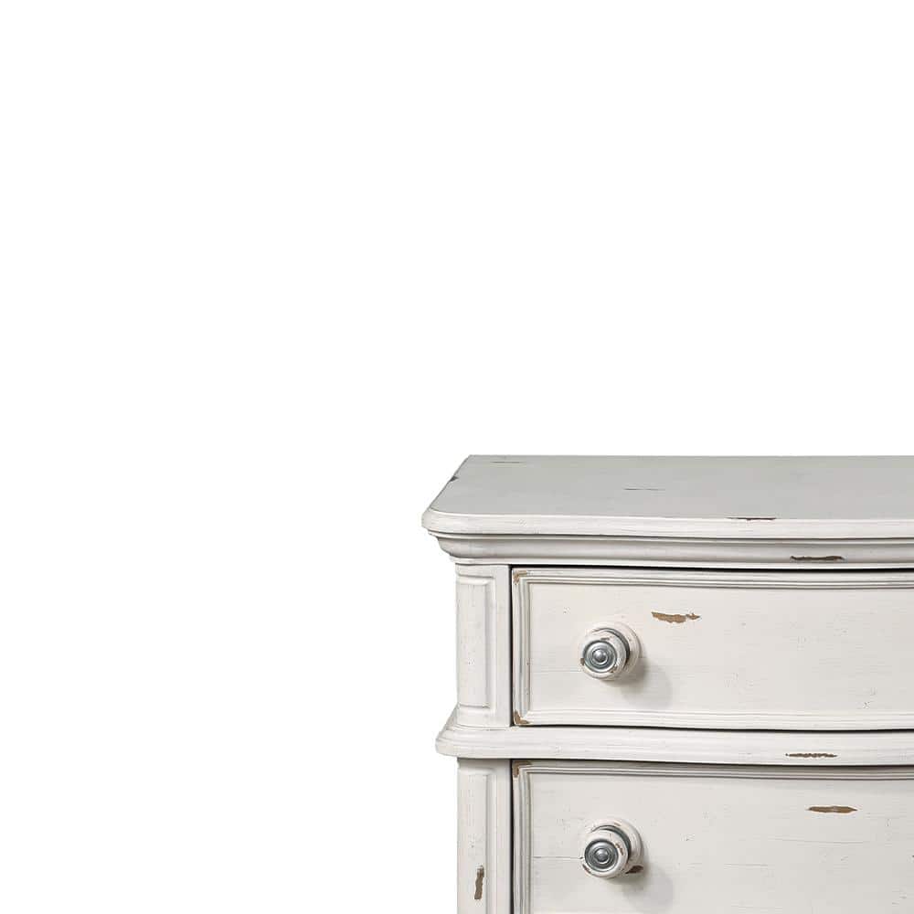 Jaqueline Antique White 3-Drawer Wooden Nightstand