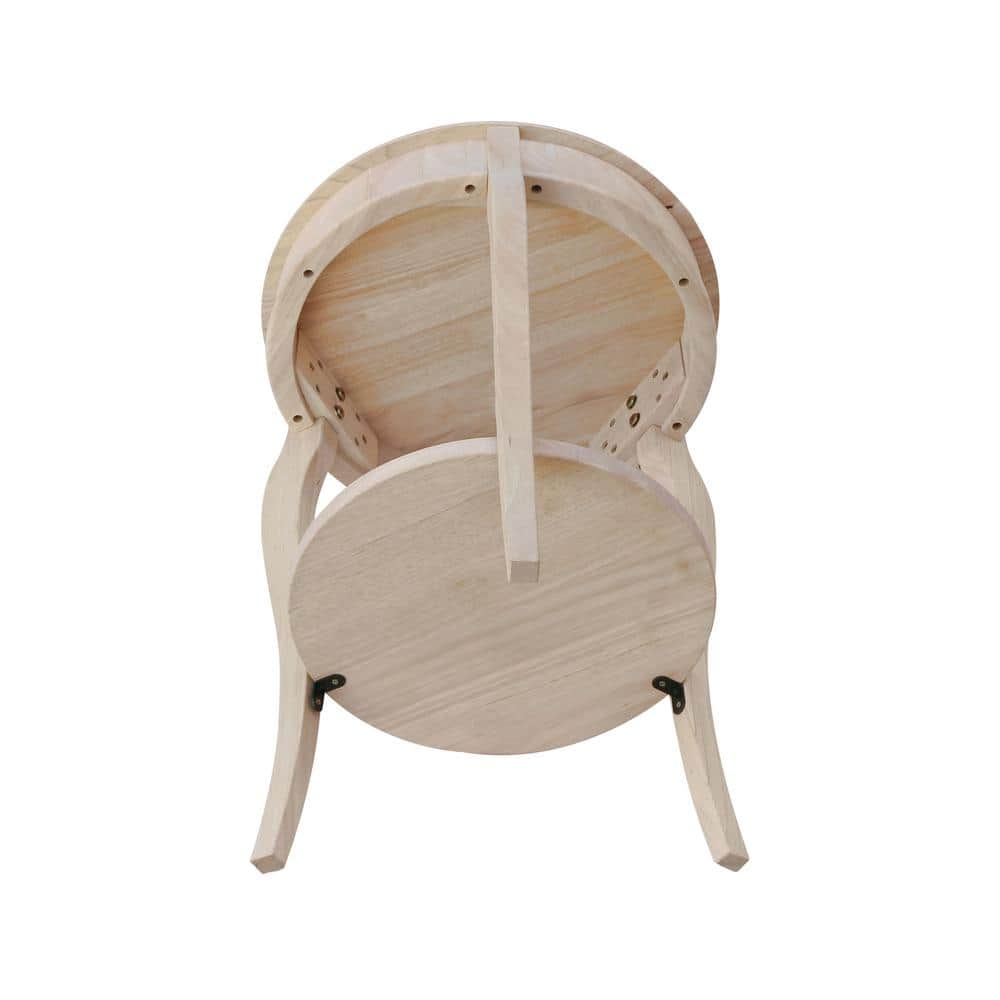 Cambria Classic Round Solid Parawood End Table in Unfinished Wood
