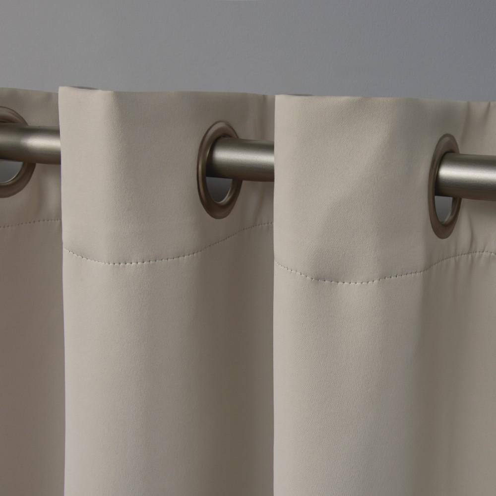 Exclusive Home Sateen Twill Woven Room Darkening Blackout Grommet Top Curtain Panel Pair, 52"x108", Stone