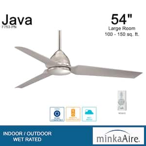 Java 54 in. Indoor Polished Nickel Ceiling Fan with Remote Control