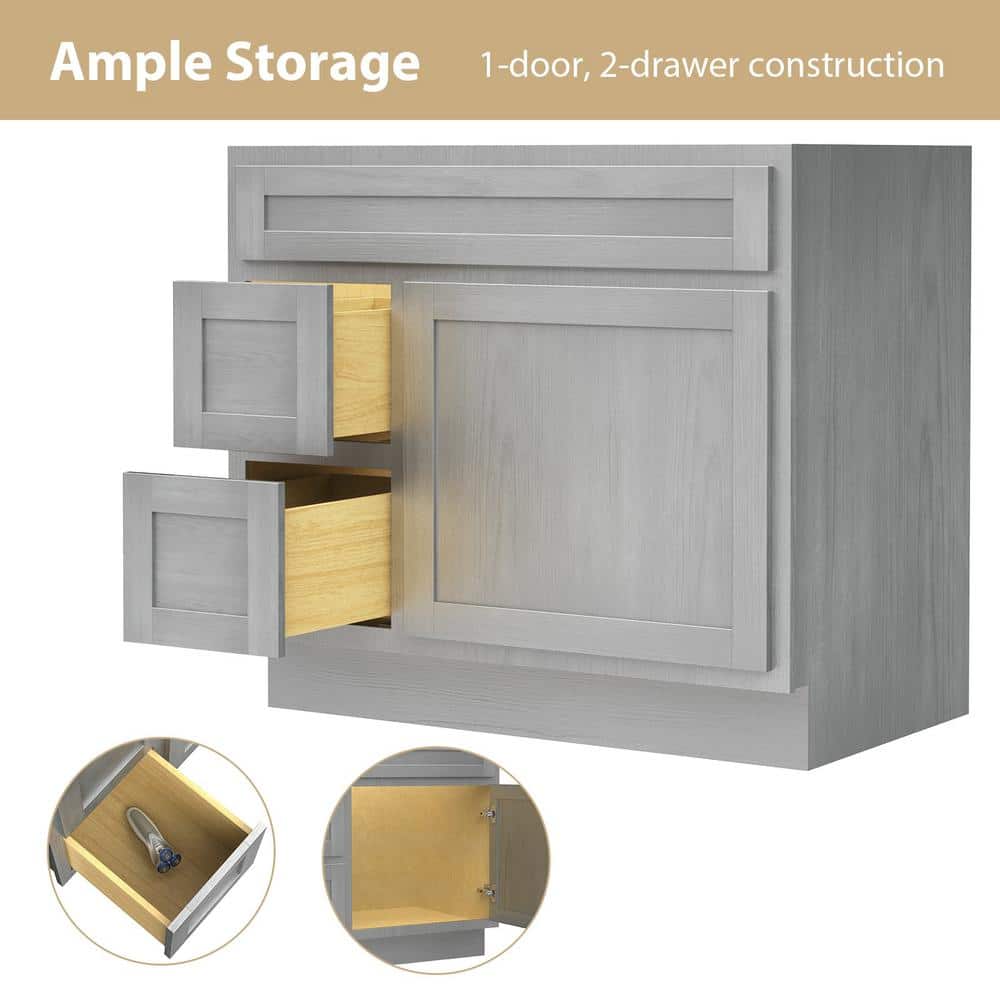 Hibbitts 36" Silver Single Shaker Bathroom Vanity Base