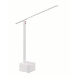 Kovacs 14.25 in. White Contemporary Rechargeable LED Table Lamp for Home Office or Living Room with White Metal Shade