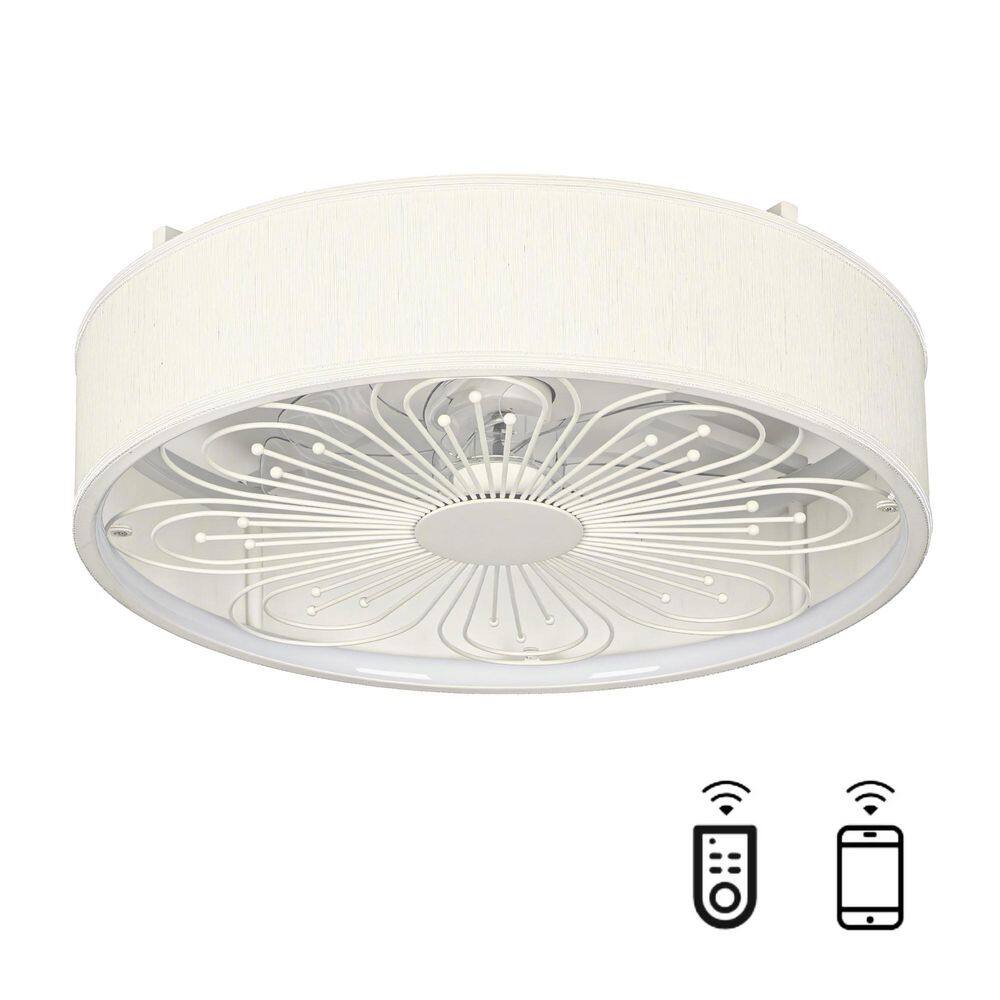 20 in. LED Smart Indoor White Standard Caged Low Profile Flush Mount Ceiling Fan Included Remote for Bedroom(2-Pack) price history on PriceWatchPro