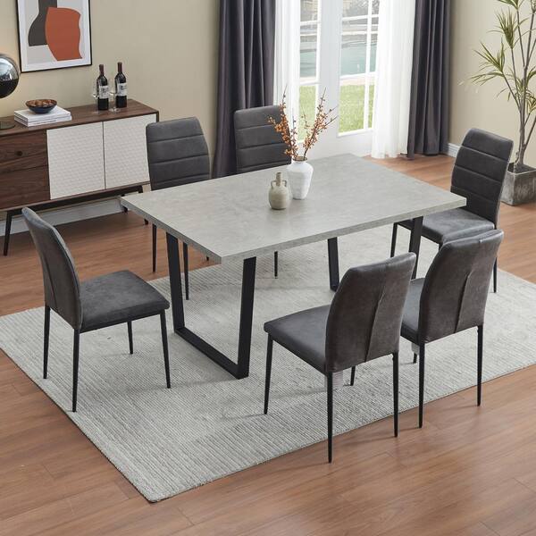 Grey fabric dining chairs store set of 6