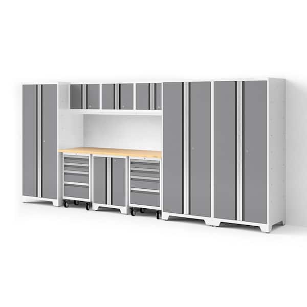 Bold Series XL 162 in. W x 76.75 in. H x 24 in. D 24-Gauge Steel Garage Cabinet Set in Platinum (10-Piece)