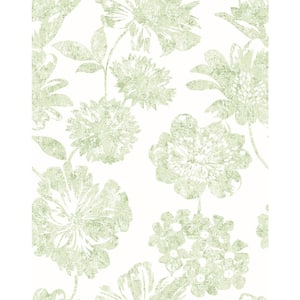 Folia Light Green Floral Strippable Wallpaper (Covers 56.4 sq. ft.)