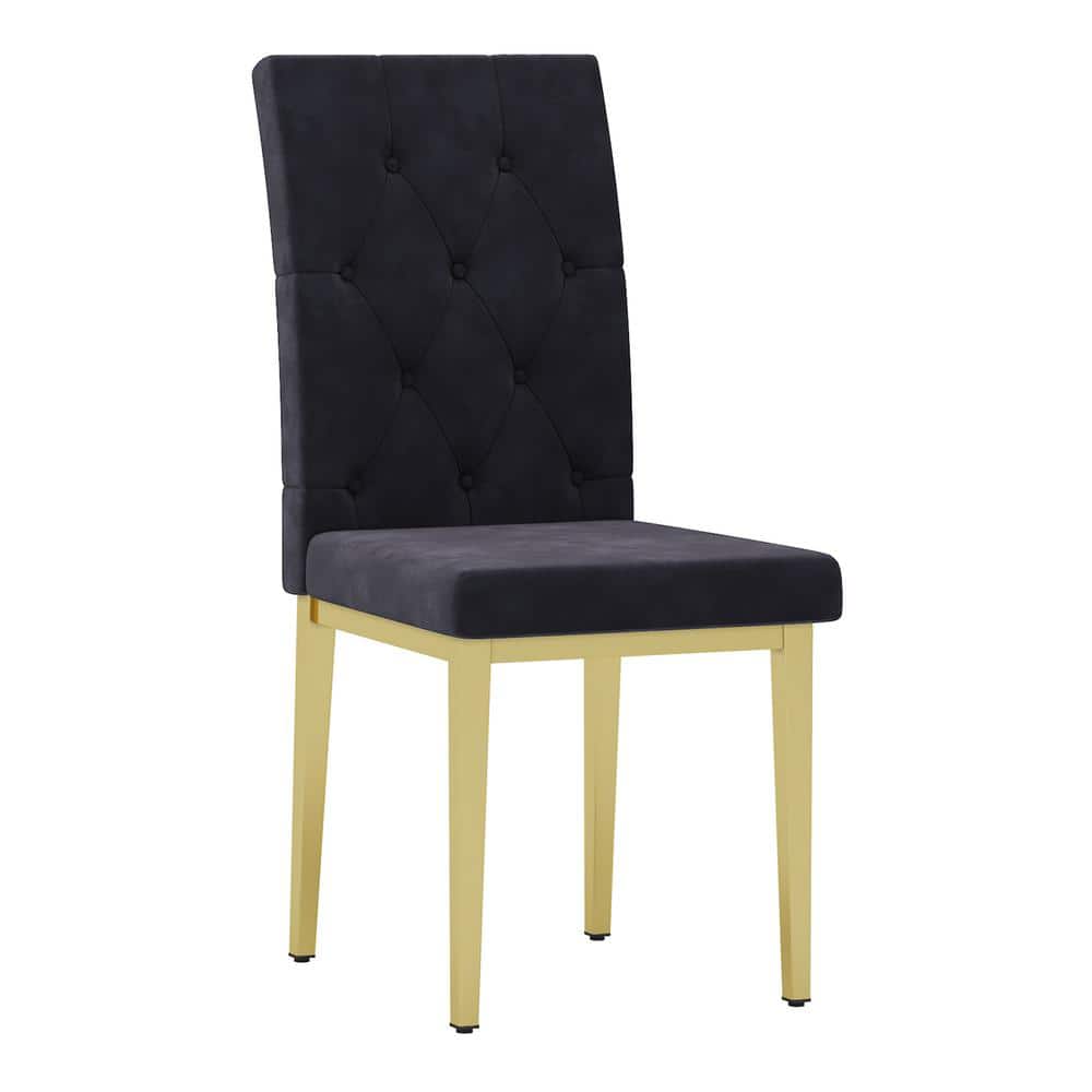 Modern Black Velvet Seat Dining Chairs Set of 4 for Kitchen, Living, Dining Room