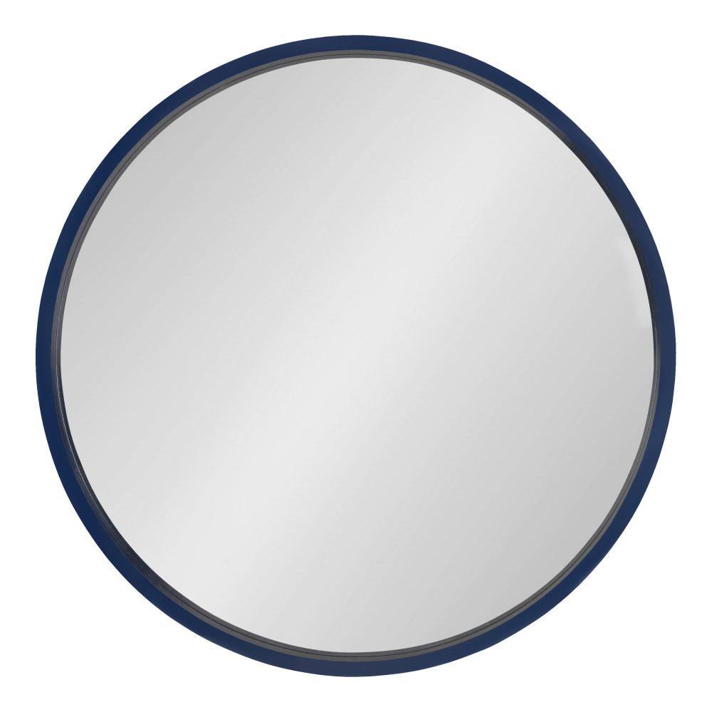 Elegant 28" Gold-Trimmed Round Wood Wall Mirror