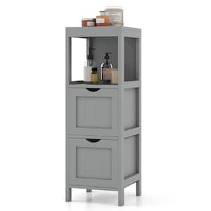 12 in. W x 12 in. D x 35 in. H Gray MDF Freestanding Linen Cabinet with 2 Removable-Drawers