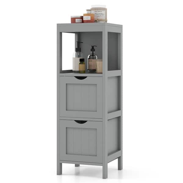 12 in. W x 12 in. D x 35 in. H Gray MDF Freestanding Linen Cabinet with 2 Removable-Drawers