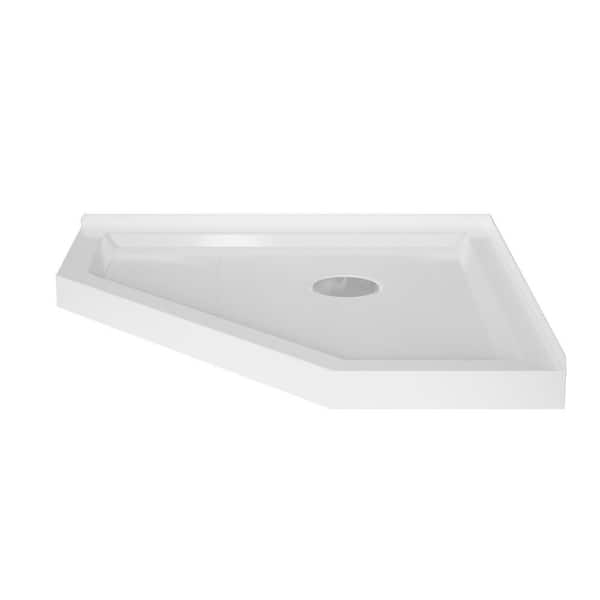 36 in. L x 36 in. W Corner Neo-Angle Shower Pan Base with Center Drain in Black