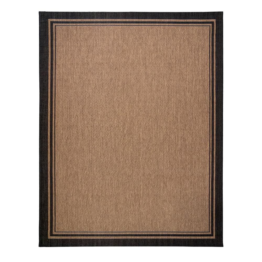 Chestnut and Black Synthetic Flatweave 8' x 10' Area Rug