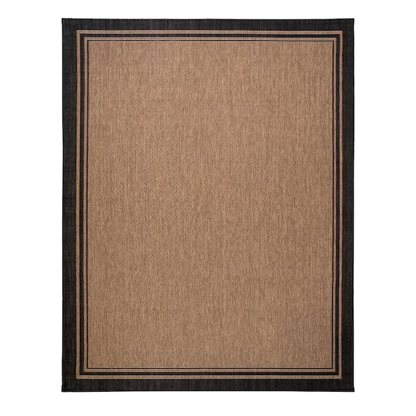 Paseo Soroa Chestnut/Black 6 ft. x 9 ft. Border Indoor/Outdoor Area Rug