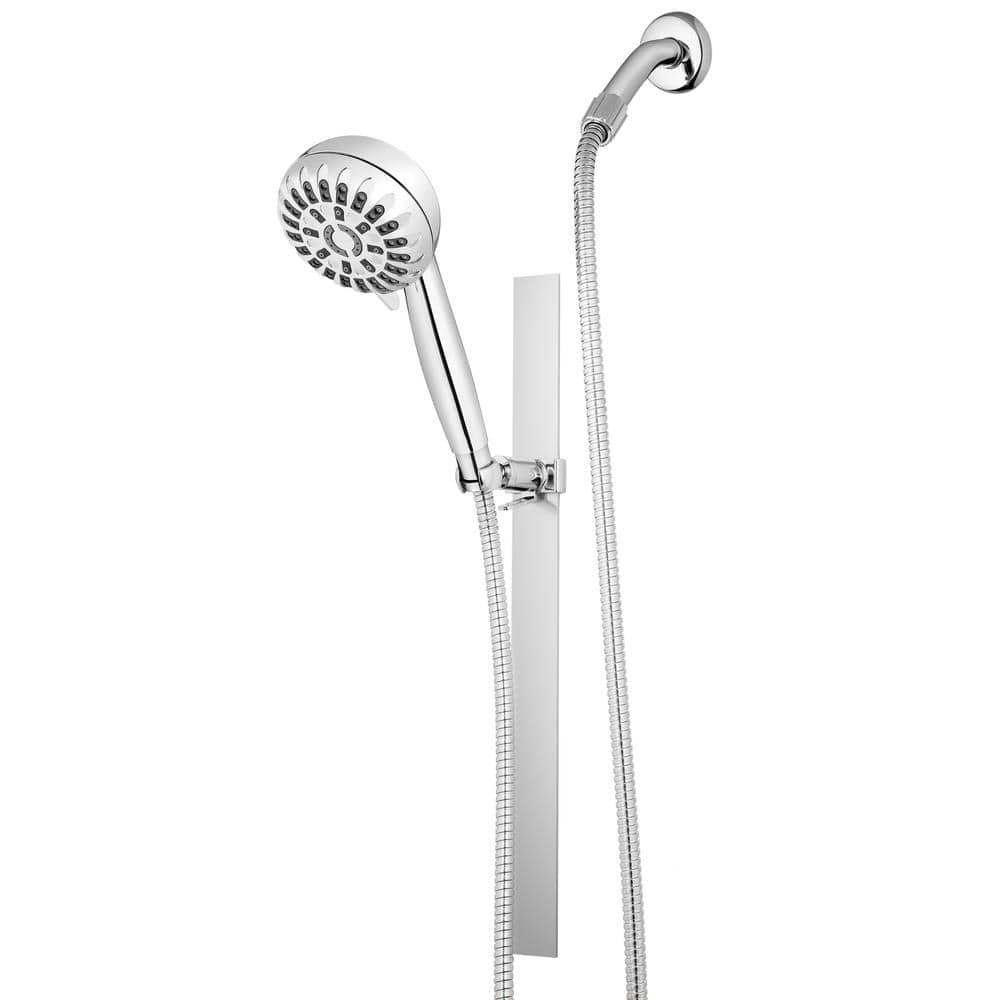 Waterpik Height Select 7-Spray 4 in. 2.5 GPM Wall Bar Handheld Adjustable Shower Head in Chrome (Grey)