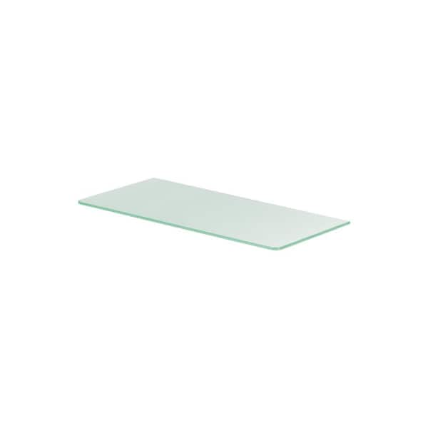 GLASS 23.6 in. x 11.8 in. x 0.31 in. Frosted Decorative Wall Shelf without Brackets