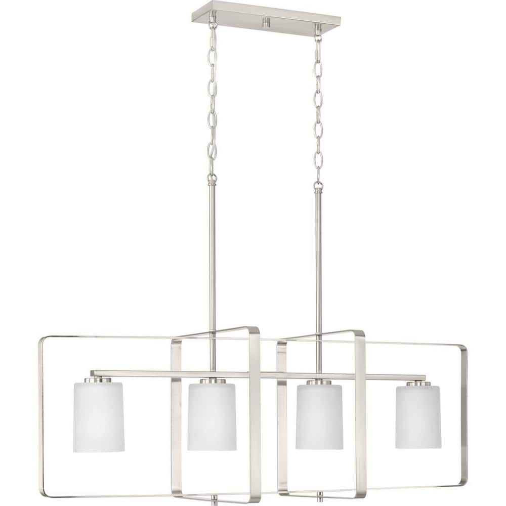 League 42'' Brushed Nickel Modern Farmhouse Chandelier with Etched Glass