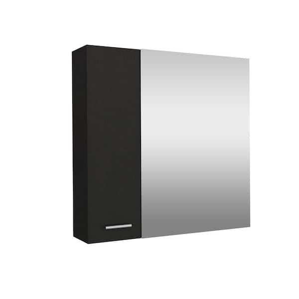 23.6 in. W x 23.6 in. H Rectangular Black Surface Mount Medicine Cabinet with Mirror