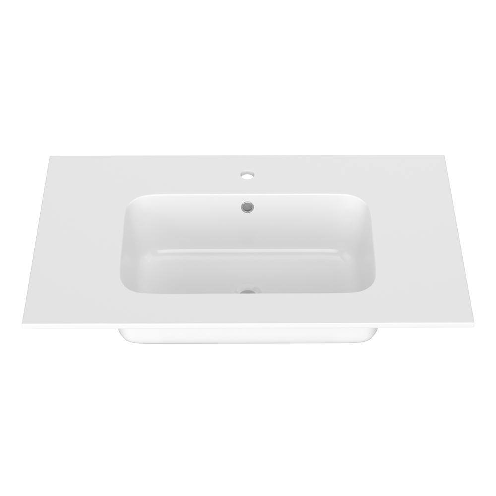 Zeafive 36 in. W x 22 in. D Solid Surface Vanity Sink Top White