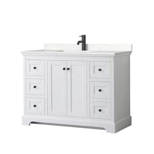 Avery 48 in. W x 22 in. D x 35 in. H Single Bath Vanity in White with Carrara Cultured Marble Top