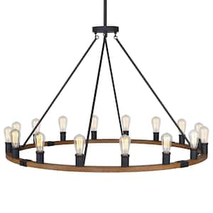 Jericho 60-Watt 16-Light Textured Black Farmhouse Chandelier, No Bulb Included