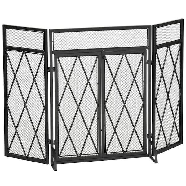 Costway 3 Panel Foldable Steel Fireplace Screen Spark Guard Fence