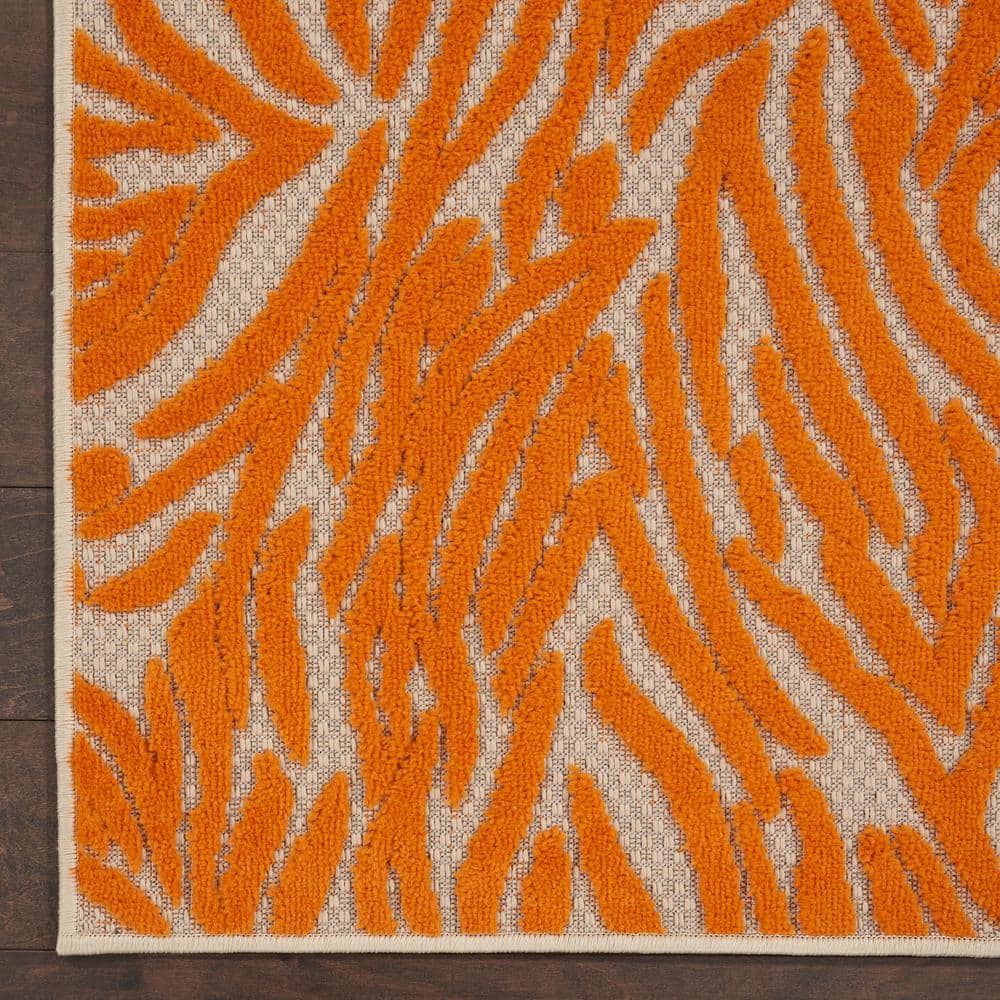 Sunlit Zebra Orange 5' x 7' Reversible Outdoor Area Rug