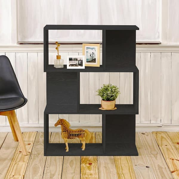 Way Basics Madison 3 Shelf 11.2 in. x 32.1 in. x 44.8 in. Black Wood Grain zBoard Bookcase, Room Divider, Storage Shelf
