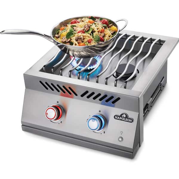 700 Series Stainless Steel Built-In 18 in. 2-Burner Dual Range Top Burner Propane Side Burner