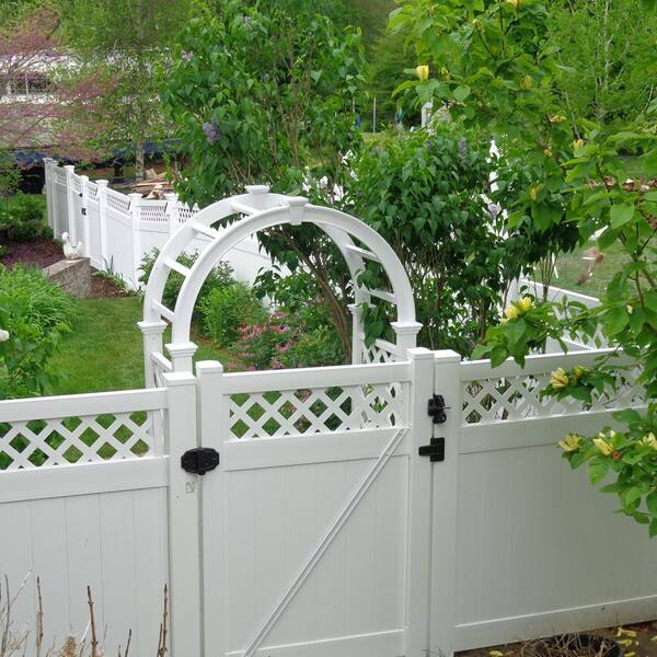 Weatherables Glenshire 3 .5 ft. W x 6 ft. H White Vinyl Privacy Lattice Top Fence Gate Kit