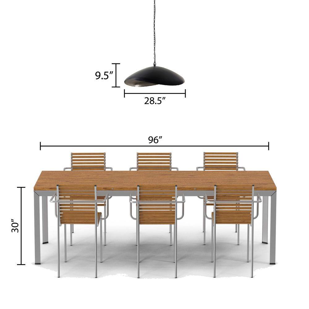 Jane Industrial Matte Black and Silver Dome Pendant Light